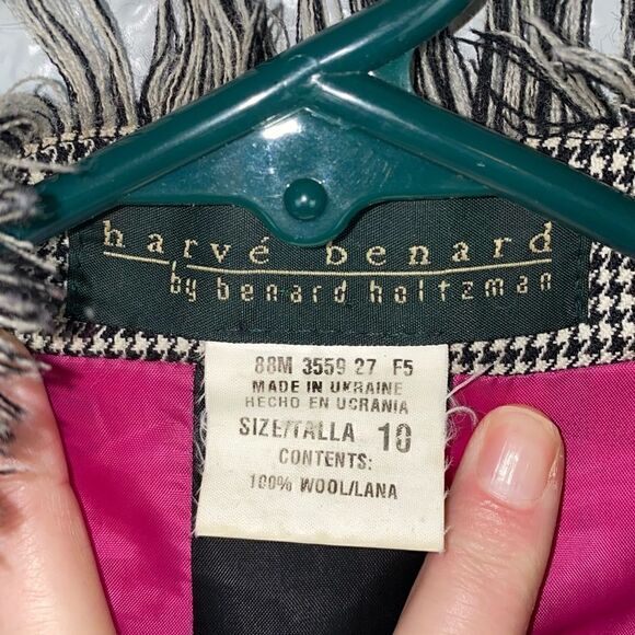 Harve Benard Vintage Houndstooth Women's 100% Wool Zipper Jacket | Size 10 - Picture 11 of 12